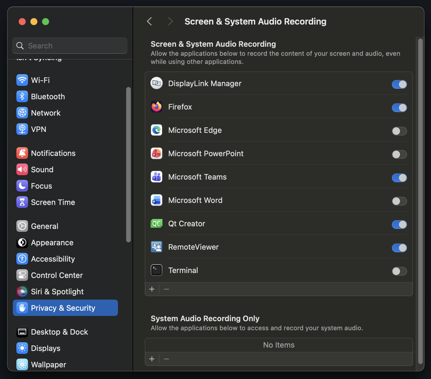 Enable Screen Recording